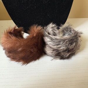 Faux Fur Cuffs in Brown and Gray